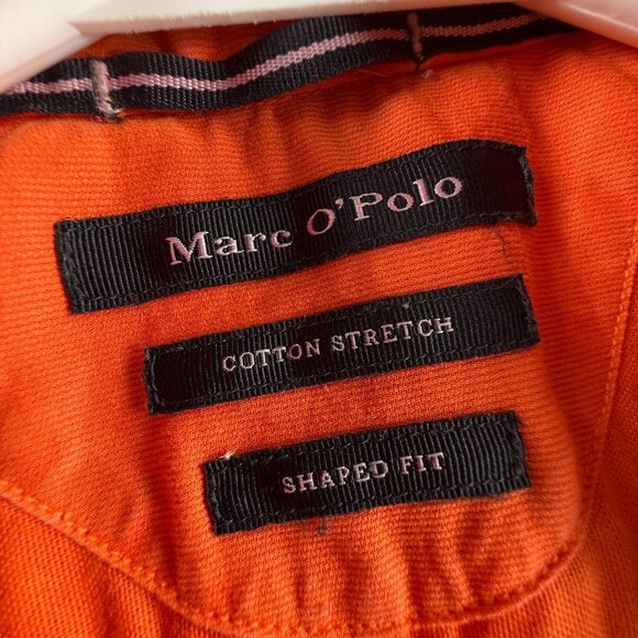 Marc O' Polo Button Up Shirt Oxford Cloth Orange Shaped Fit Cotton Stretch Mem - Picture 12 of 16